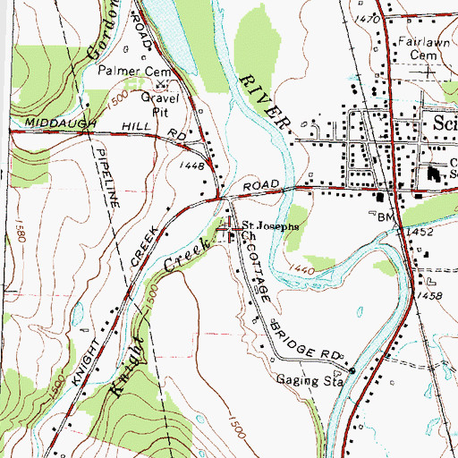 Topographic Map of Saint Joseph's Cemetery, NY
