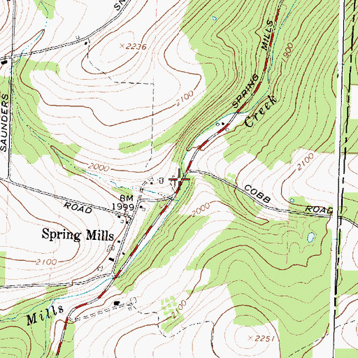 Topographic Map of Spring Mills Cemetery, NY