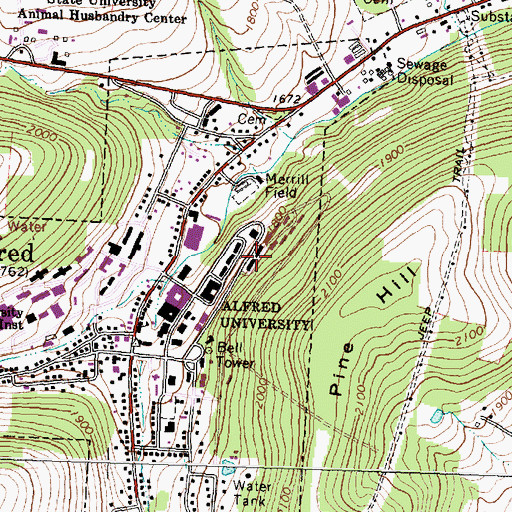 Topographic Map of Tefft Hall, NY