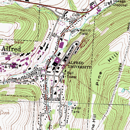Topographic Map of Alfred University Science Center, NY