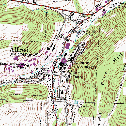 Topographic Map of Binns-Merrill Hall, NY