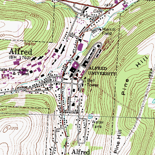 Topographic Map of Arthur And Lea Powell Campus Center, NY