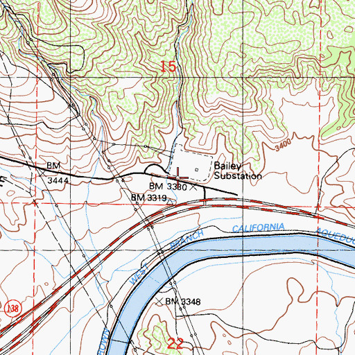 Topographic Map of Bailey Substation, CA