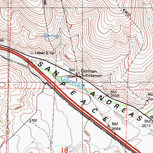 Topographic Map of Gorman Substation, CA