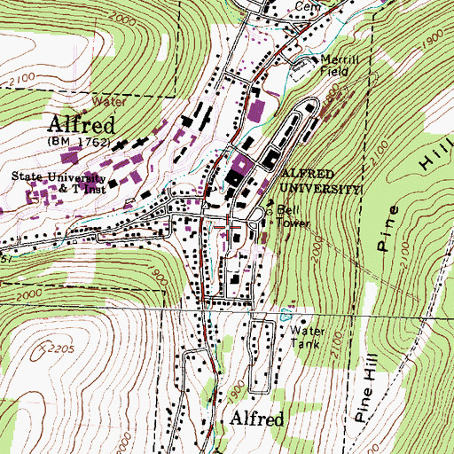 Topographic Map of Brick Residence Hall, NY
