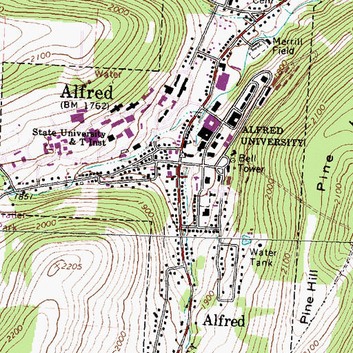Topographic Map of Crandall Hall, NY