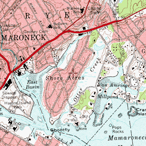 Topographic Map of Budds Neck, NY