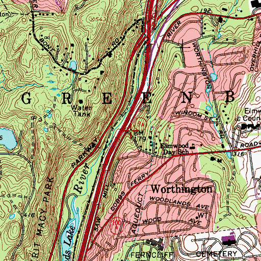 Topographic Map of Worthington Station (historical), NY