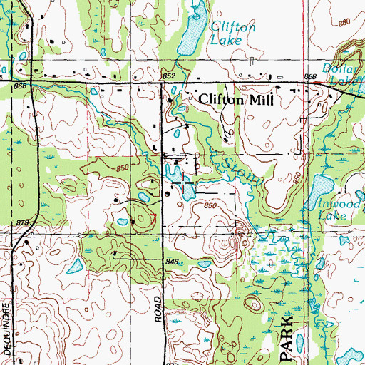 Topographic Map of Mount Vernon Lake, MI