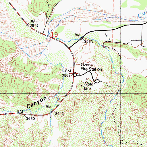 Topographic Map of United States Forest Service Los Padres National Forest Station 72 Ozena, CA