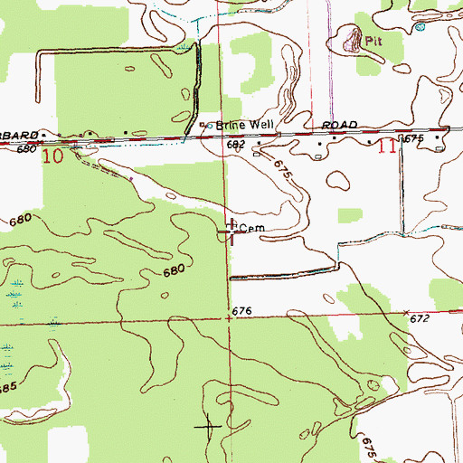 Topographic Map of Hubbard Lutheran Cemetery, MI