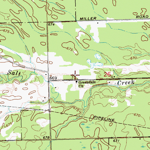 Topographic Map of Greendale Cemetery, MI