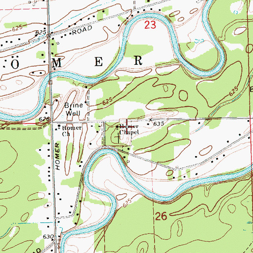 Topographic Map of Homer Cemetery, MI