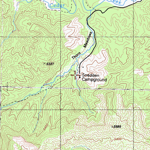 Topographic Map of Snedden Campground, CA