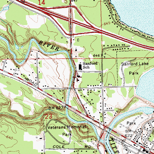 Topographic Map of Saint Agnes Roman Catholic Church, MI