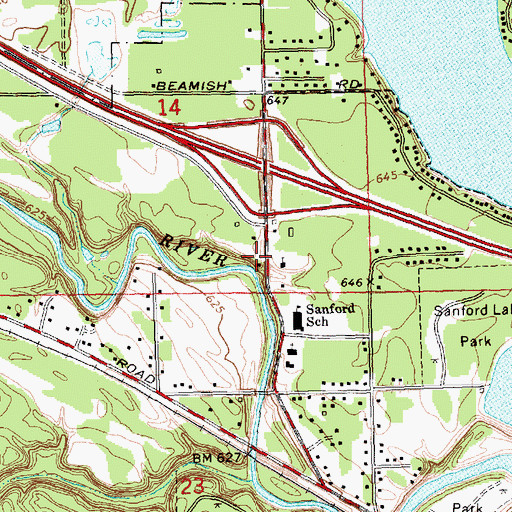Topographic Map of Cleft of the Rock Family Church, MI