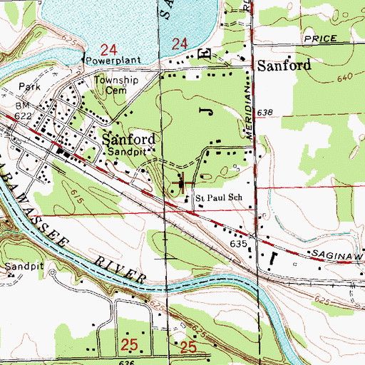 Topographic Map of Saint Paul Lutheran Church, MI
