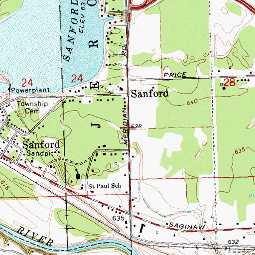 Topographic Map of Meridian Church of God, MI