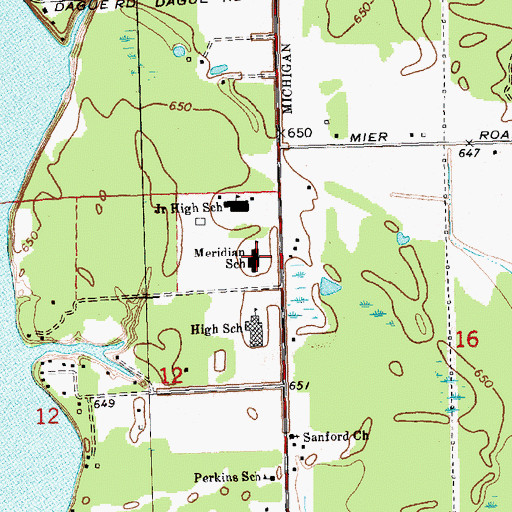 Topographic Map of Meridian Elementary School, MI
