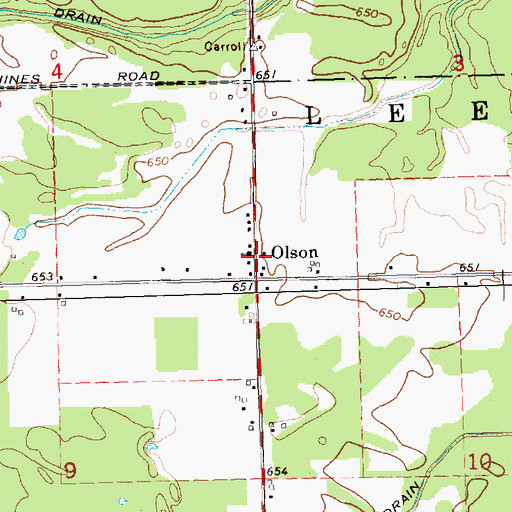 Topographic Map of Olson Community Church, MI