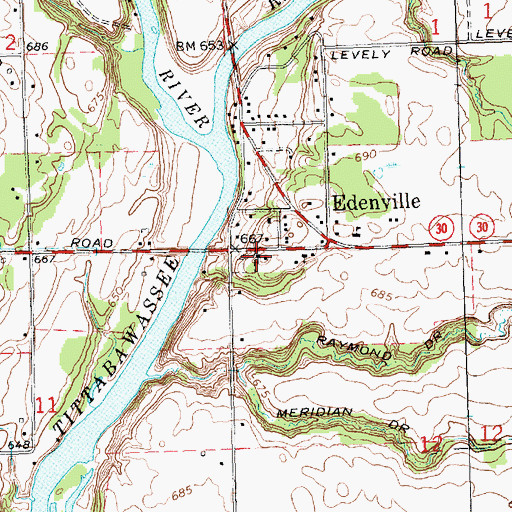 Topographic Map of Edenville United Methodist Church, MI