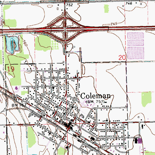 Topographic Map of Grace Baptist Church, MI