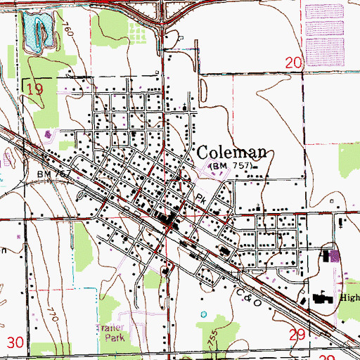 Topographic Map of Faith United Methodist Church, MI