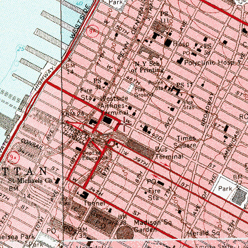 Topographic Map of Fortysecond Street Cinema (historical), NY
