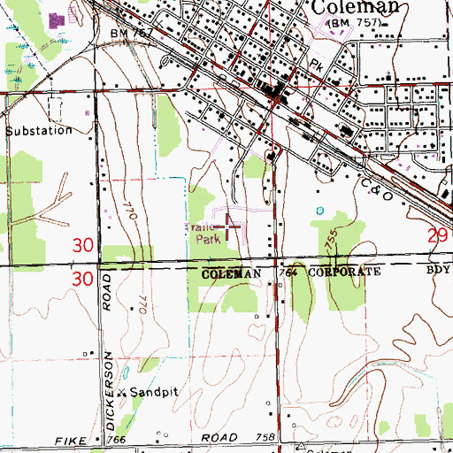 Topographic Map of Southgate Mobile Village, MI