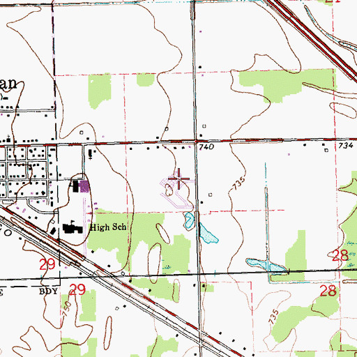 Topographic Map of Coleman Community High School, MI