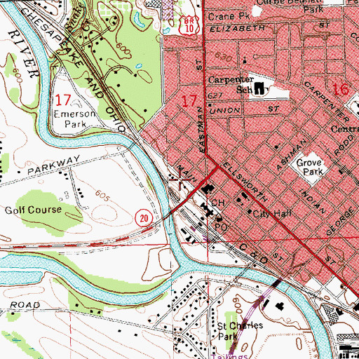 Topographic Map of John and Almira Kelly House Historical Marker, MI