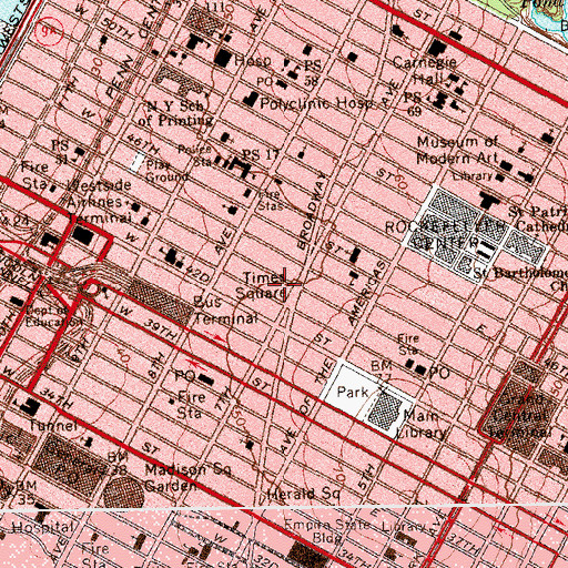 Topographic Map of Fortyfourth Street Theatre (historical), NY