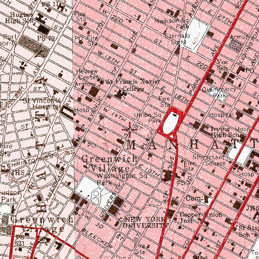 Topographic Map of Fifth Avenue Cinema (historical), NY