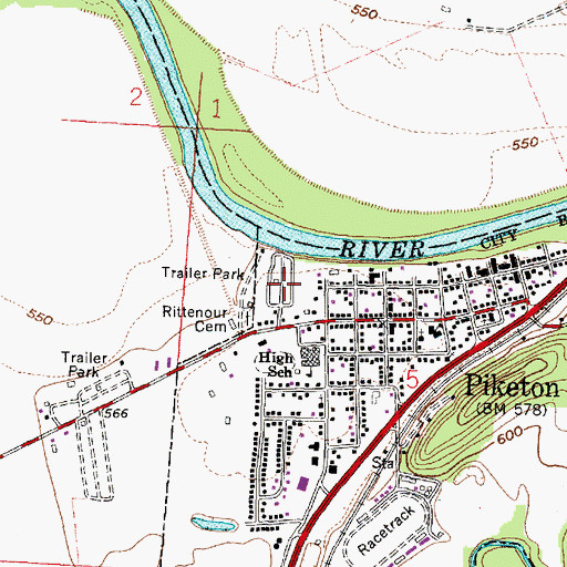 Topographic Map of Riverview Mobile Home Park, OH