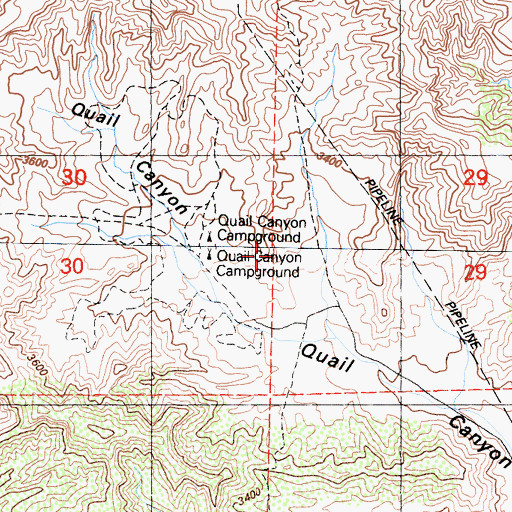 Topographic Map of Quail Canyon Campground, CA