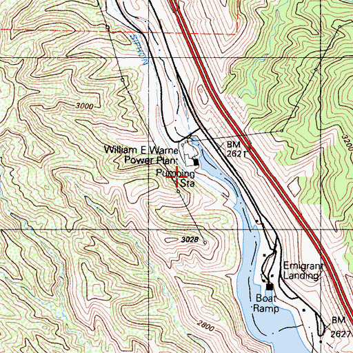 Topographic Map of William E Warne Power Plant, CA