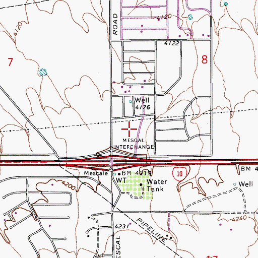 Topographic Map of New West School, AZ