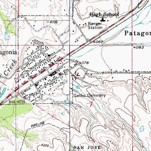 Topographic Map of Patagonia Elementary School, AZ