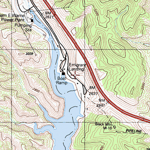 Topographic Map of Emigrant Landing, CA