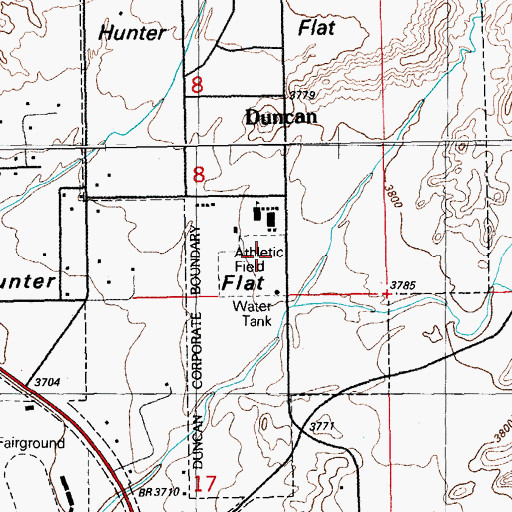 Topographic Map of Duncan Primary School, AZ