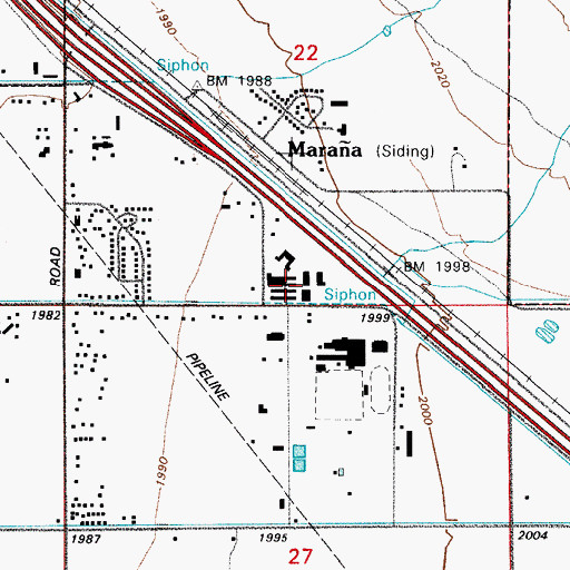Topographic Map of Marana Career and Technical High School, AZ
