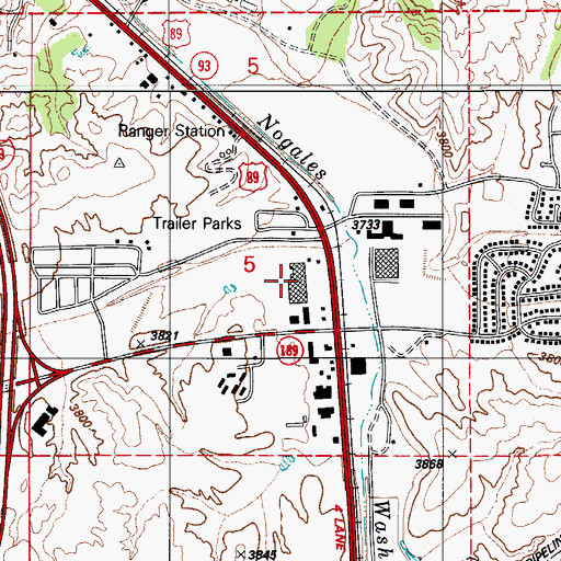 Topographic Map of Cochise College Nogales Santa Cruz Center, AZ