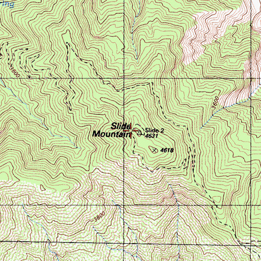 Topographic Map of Slide Mountain, CA