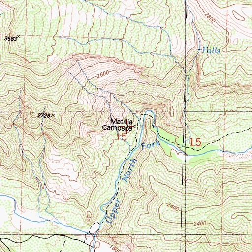 Topographic Map of Matilija Campsite, CA