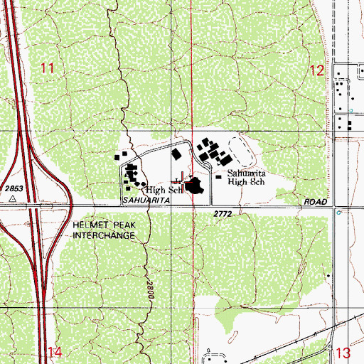 Topographic Map of Sahuarita Intermediate School, AZ