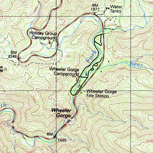 Topographic Map of Bear Creek, CA