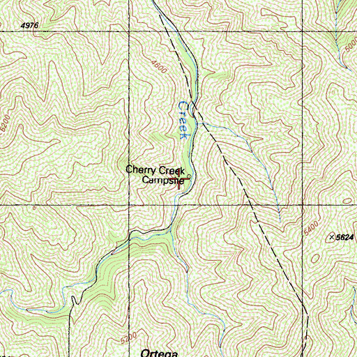 Topographic Map of Cherry Creek Campsite, CA