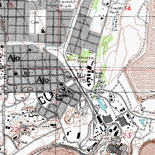 Topographic Map of Ajo Elementary School, AZ