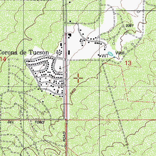 Topographic Map of Corona Foothills Middle School, AZ