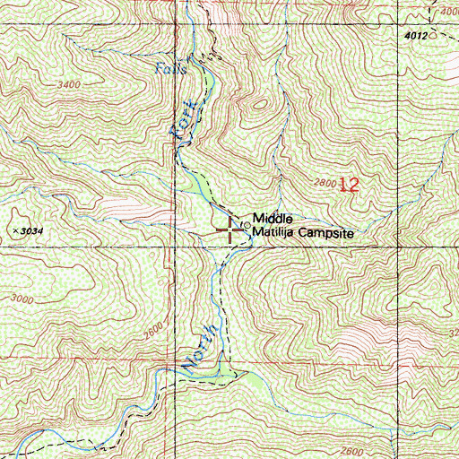 Topographic Map of Middle Matilija Campsite, CA